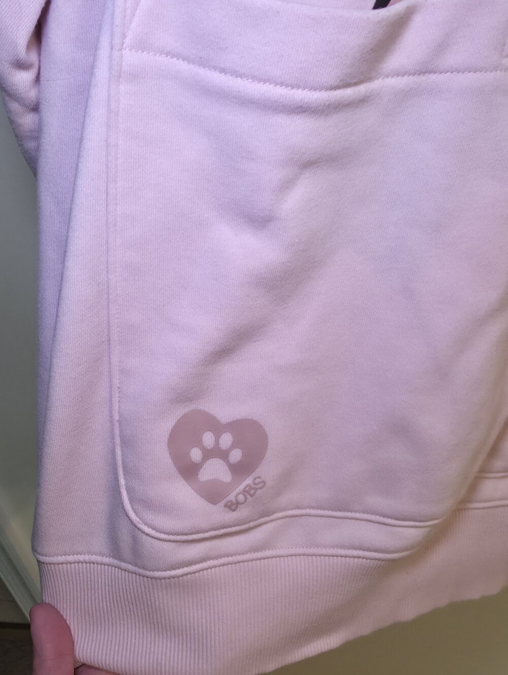 Bobs From Sketchers Womens Light Pink Dog With Baret Graphic Hoodie Size Large - Picture 2 of 9